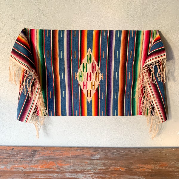 Vintage Serape Saltillo Runner - Bright!