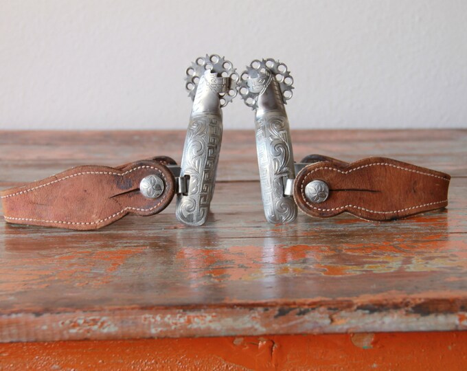 Vintage Mexican Spurs and Straps, Stunning Men’s Vintage Spurs From