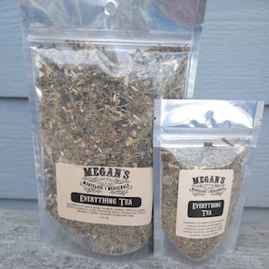 Everything Tea, Cardamom, Catnip, Chamomile, PauD Arco, Burdock, Dandelion, Nettles, Horsetail, Slippery Elm Bark, Juniper Berries, Ginger,