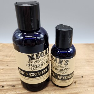 Eric&#39;s Excellent Aftershave, soothing, bump reducer, calm, calendula, chamomile, lemon balm, willow bark, witch hazel, grapefruit bergamot.
