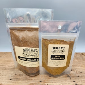 Shawarma Blend, Culinary Herbs, paprika, cumin, chipotle, coriander, clove, turmeric, pink Himalayan salt cinnamon, organic, fair trade