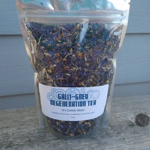 Galli-Grey Tea, organic loose leaf tea, earl grey, cornflower, lemon peel, Doctor Who themed, beautiful blue tea, great gift.