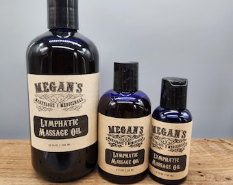 Lymphatic Massage Oil – Organic Massage Oil Blend with Avocado, Grapeseed, Argan Essential Oils – Hydrating Body Oil for Massage & SelfCare