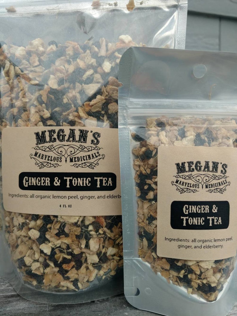 Ginger and Tonic Tea Ginger Lemon Elderberry Herbal Tea Etsy