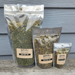 Sleep Easy Tea, hops flowers, lemon balm, chamomile, lavender, organic herbal tea, calming tea
