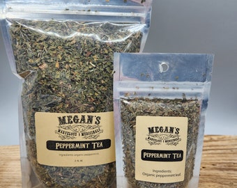 Pure Peppermint Organic Tea Loose Leaf for Hot or Iced Brewing, Bright Refreshing Herbal Caffeine-Free Tea