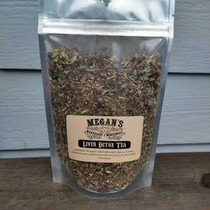 Liver detox tea, 10 Day supply, milk thistle, nettle, hibiscus, red clover, lemon balm, peppermint, rosehips, red raspberry leaf