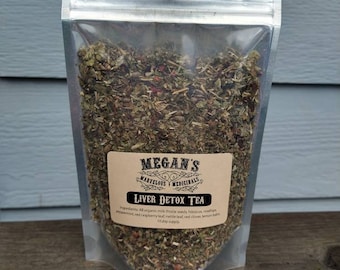 Liver detox tea, 10 Day supply, milk thistle, nettle, hibiscus, red clover, lemon balm, peppermint, rosehips, red raspberry leaf