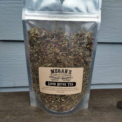 Liver detox tea, 10 Day supply, milk thistle, nettle, hibiscus, red clover, lemon balm, cleanse, detox, flushing blend