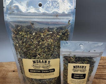 Cognitive Thera Tea Organic Herbal, Brain Boost Green Tea Blend with Brahmi, Rosemary, Yerba Mate, Happy Mind Wellness,