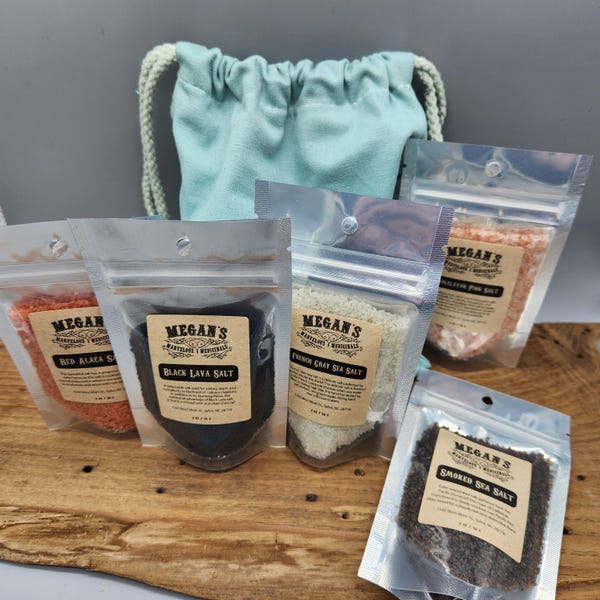 Gourmet Salt Sampler Set – Black Lava, Red Alaea, Smoked, Himalayan & French Grey Sea Salt