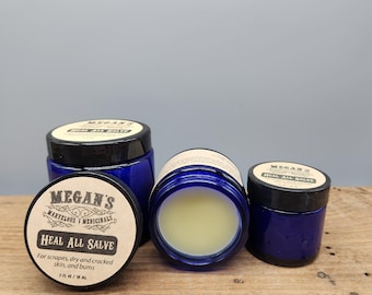 Heal All Salve Natural Herbal Soothing, Plantain, Yarrow and Arnica Balm, Natures Skin Comfort for Dry Rough Skin