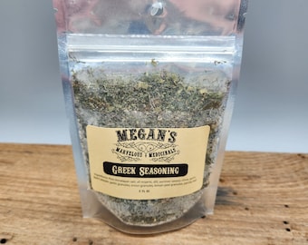 Organic Greek Seasoning Blend, Culinary Herbs, dill, summer savory, chive, garlic, tzatziki, chicken, steak, organic blend, fair trade