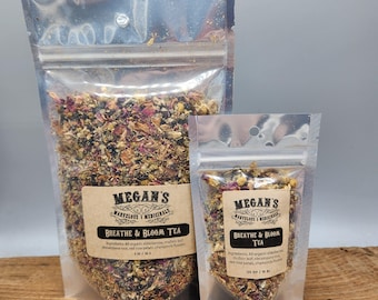 Breathe & Bloom Tea, Respiratory Tea, Organic, elderberry, mullein leaf, elecampane, roses, chamomile
