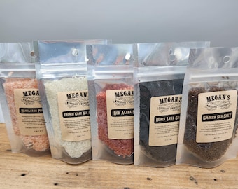 Gourmet Salt Sampler Set – Black Lava, Red Alaea, Smoked, Himalayan & French Grey Sea Salt