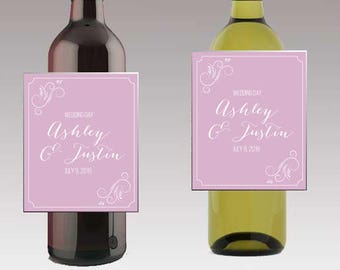 Wedding Day Wine / Beer Bottle Labels Great for Engagement Bridal Shower Party self stick easy to use labels