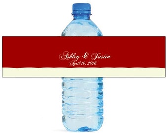Cherries Jubilee red Wedding Anniversary Sweet 16 Water Bottle Labels Great for Engagement Bridal Shower Party
