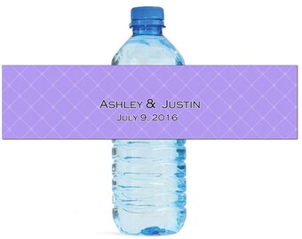 Purple Pattern Wedding Water Bottle Labels Great for Engagement Bridal Shower Party