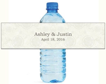 Fancy Scrolls & Circles Embossed paper Elegant Wedding Water Bottle Labels Great for Engagement Bridal Shower Birthday Party event Reunion