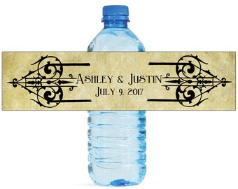 Vintage Designs Wedding Water Bottle Labels Great for Engagement Bridal Shower Wedding Party easy to apply and use