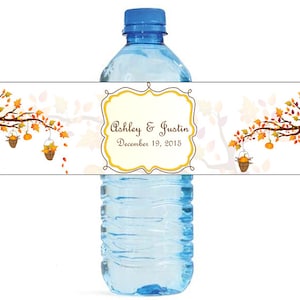 Fall Trees Wedding Anniversary Engagment Party or any Autumn Event Water Bottle Labels Customizeable self stick labels