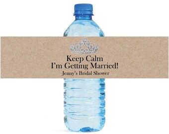 Kraft Paper Keep Calm Im Getting Married Wedding Water Bottle Labels Great for Engagement Bridal Shower Party