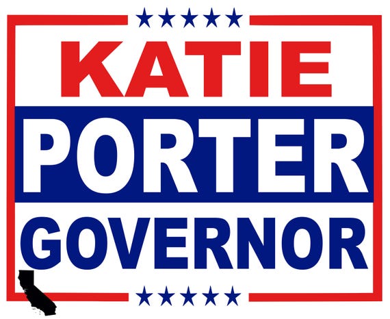 Katie Porter California Governor 2026 Red White & Blue Yard Sign