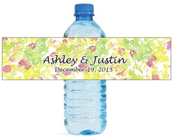 Watercolor Painting Theme Wedding Water Bottle Labels Great for Engagement Bridal Shower Party Wine & Design Easy to use self stick