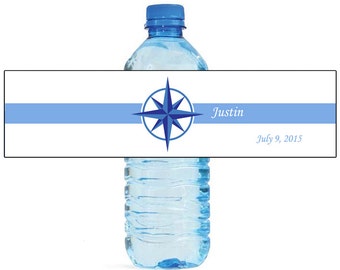 Nautical Compass Theme Water Bottle Labels Great for Engagement Bridal Shower Wedding Anniversary Birthday Party