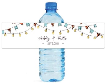 Hand Drawn Market Lights Wedding Water Bottle Labels Great for Engagement Bridal Shower Birthday Party Anniversary Self Stick Labels