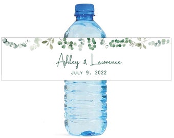 Modern Greenery Wedding Water Bottle Labels Great for Engagement Bridal Shower Birthday Party Sweet 16 Spring Party