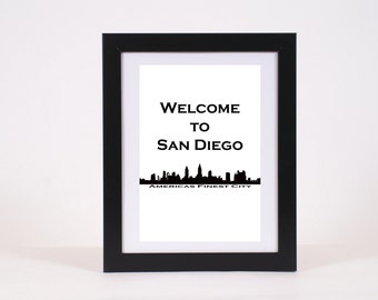 Welcome To San Diego Skyline Poster Americas Finest City Print