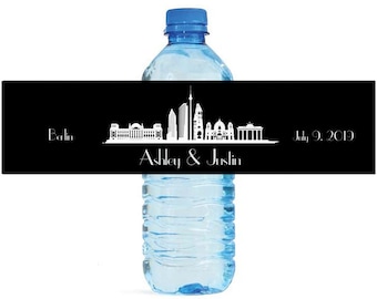 Berlin Destination Wedding Water Bottle Labels Great for Engagement Bridal Shower Birthday Party anniversaries family reunion travel