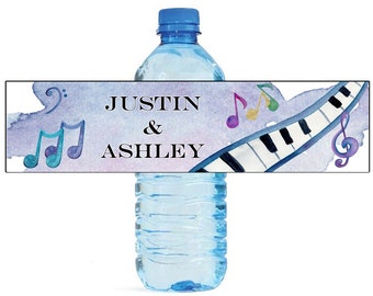 Water color Music Notes theme Wedding Water Bottle Labels Great for Engagement Bridal Shower Party