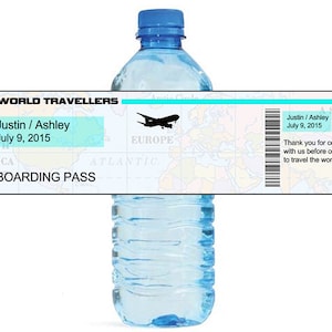 Viaje de viaje viaje tema mundial viajero boda botella botella etiquetas ideal para compromiso fiesta de la ducha nupcial
