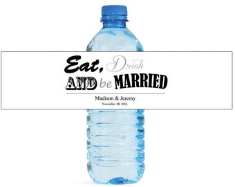 Contemporary Wedding white background Water Bottle Labels Great for Engagement Bridal Shower Party