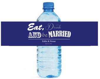 Navy Blue Contemporary Wedding Water Bottle Labels Great for Engagement Bridal Shower Party