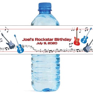 Guitar Music theme Birthday Wedding Water Bottle Labels Great for Engagement Bridal Shower Party Rockstar party