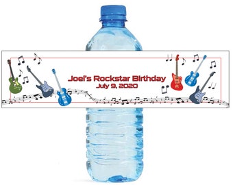 Guitar Music theme Birthday Wedding Water Bottle Labels Great for Engagement Bridal Shower Party Rockstar party