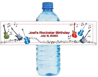 Guitar Music theme Birthday Wedding Water Bottle Labels Great for Engagement Bridal Shower Party Rockstar party