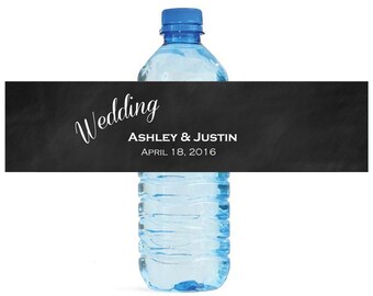 Chalkboard Wedding background Wedding Anniversary Water Bottle Labels Customizable labels Self stick, easy to use