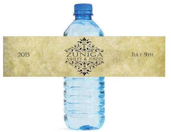 100 Elegant Vintage Wedding Water Bottle Labels – Waterproof, 8x2 Inch Wrap, Personalized, Made In USA