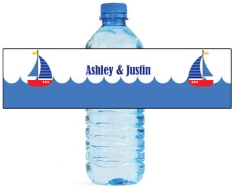 Sail Boat Theme Water Bottle Labels Great for Engagement Bridal Shower Wedding Anniversary Birthday Party