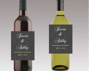 Modern Wedding Beer or Wine Bottle Labels Great for Engagement Bridal Shower Party