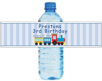 Train Theme Kids Birthday Water Bottle Labels Great for all sorts of parties and get togethers easy to use self stick labels