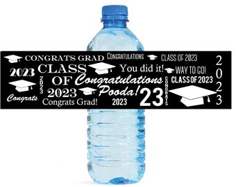 Congrats Grad Graduation Theme Water Bottle Labels Great for Graduations, promotions