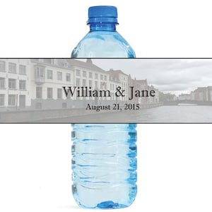 Bruges European Canal Wedding Anniversary Bridal Shower Water Bottle Labels Great for Engagement Party Euro