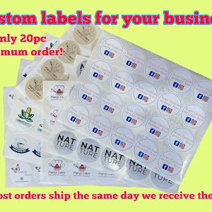 Benutzerdefinierte Etiketten mit Ihrem Logo oder Designs mit unseren premium Grade glänzende Sticker / Etiketten, Bulk Etiketten, Kostenloser & schneller Versand