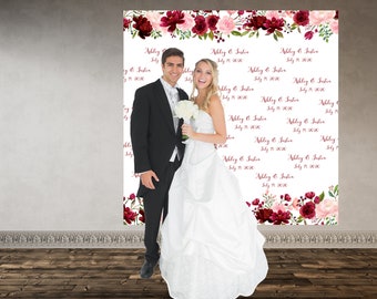 Blush & Burgandy Wedding / Bridal Baby Shower Backdrop Great for Photoshoot Instagram Photo Booth Red Carpet Picture