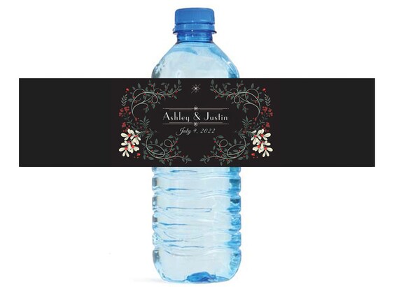 Gold Confetti On Black Background Wedding Anniversary Water Bottle